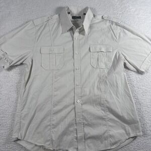 7 Diamonds Shirt Mens XXL Beige Button Up Diamond Weave Outdoor Preppy